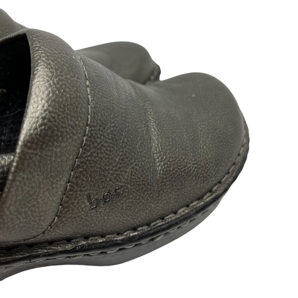 BOC BORN CONCEPT Pewter Clogs Faux Vegan Leather Comfort Shoes Metallic sz 7.5 - Picture 4 of 16